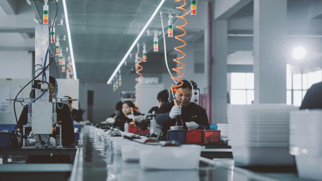 Manufacturing employees working on a production line